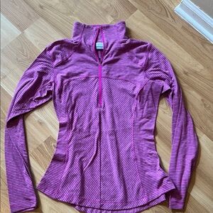 Women's Striped fushia and gray colors Quarter-Zip Sweatshirt Size S